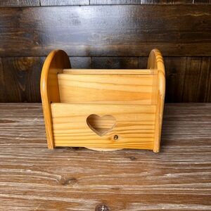 Vintage Wooden Heart-Cutout Pen Holder Mail Sorter Kitchen Lazy Susan